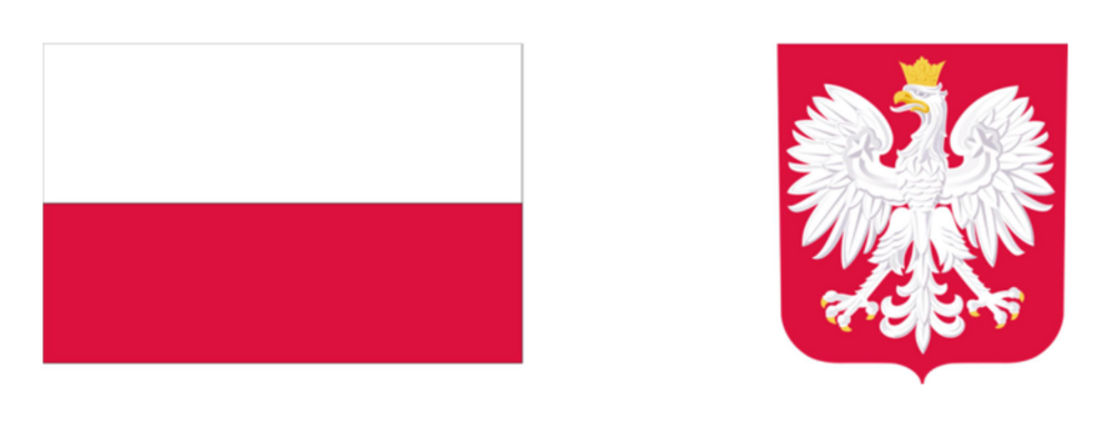 Flaga Rzeczypospolitej Polskiej oraz godło Rzeczypospolitej Polskiej